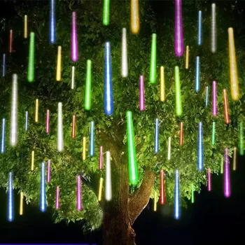 1/2/3/4 Set Meteor duş yağmur LED dize su geçirmez açık alan aydınlatması peri ışık sokak Garland noel ağacı dekorasyon Navidad Görüntü