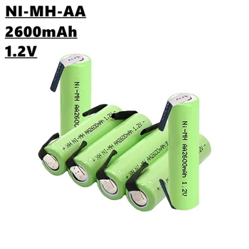 1.2 V AA Ni-Mh 2A şarj edilebilir pil, 1.2 V, 2600 mAh, kaynak parçası ile, elektrikli tıraş makinesi için uygun, elektrikli diş fırçası, vb Görüntü