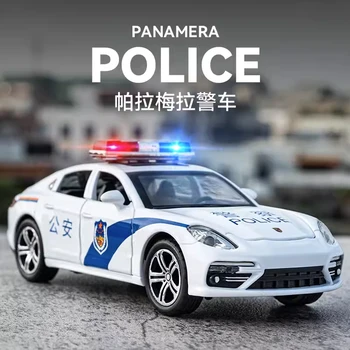 1: 32 Porsche Panamera polis arabası simülasyon Diecast Metal alaşım Model araba ses ışık geri çekin koleksiyonu çocuk oyuncak hediyeler F596 Görüntü