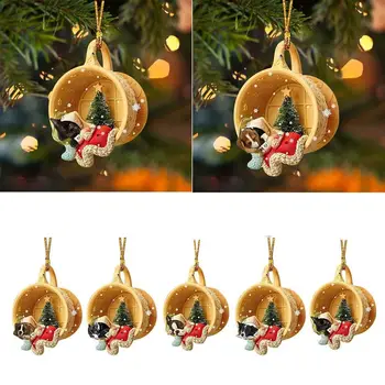1 ADET Yaratıcı Noel Ağacı Kolye Sevimli Köpek Kedi Asılı Damla Süsleme Yeni Yıl Şenlikli Parti Malzemeleri Odası Dekorasyon Noel Hediyesi Görüntü