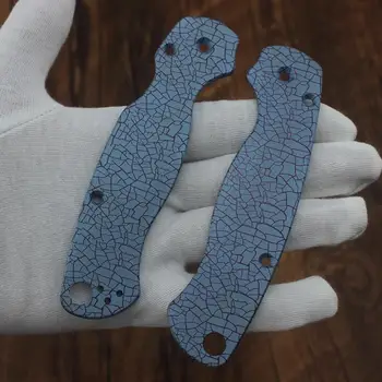 1 Çift Custom Made DIY Mavi Çatlaklar TC4 Kolu Yama Ölçekler Spyderco C81 Para 2 Katlanır Bıçak Aksesuarı Görüntü