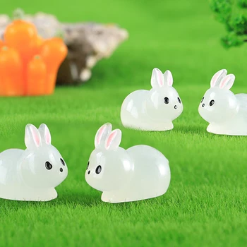 10 Adet Mini Aydınlık Tavşan ve Kaplumbağa Ev Dekor Yosun Peyzaj Süsler Parlayan Saksı Süs Minyatür Bahçe Peri Bahçe Görüntü