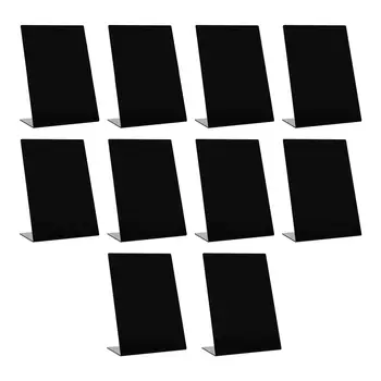 10 Adet Mini Kara Tahta Işaretleri L Şekilli Silinebilir Siyah Kara Tahta Etiketleri Wordpad Yiyecek Işaretleri Küçük Tahta Mesaj hatırlatıcı panosu Görüntü