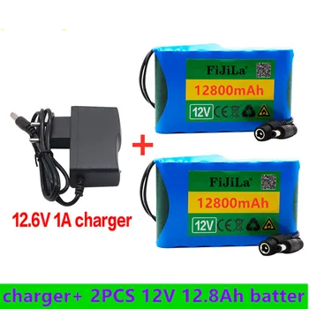 12V pil paketi 12.8 Ah 18650 şarj edilebilir lityum iyon batarya paketi kapasitesi DC 12V 12800mAh CCTV Kamera Monitör + şarj cihazı Görüntü