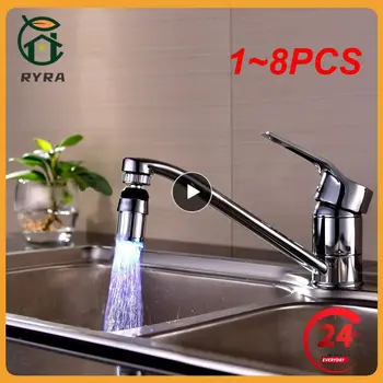 1~8 ADET musluk ışık Musluk Memesi RGB 7 Renk Değişimi Yanıp Sönen Sıcaklık Musluk Havalandırıcı Su Tasarrufu Mutfak Banyo Aksesuarları Görüntü