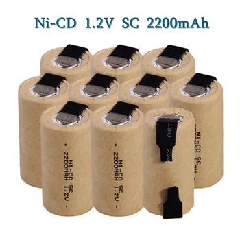 2-10 adet Tornavida Elektrikli Matkap SC Piller 1.2 V 2200mah Sub C Ni-Cd Şarj Edilebilir Pil ile Tab Güç Aracı NiCd SUBC Hücreleri Görüntü