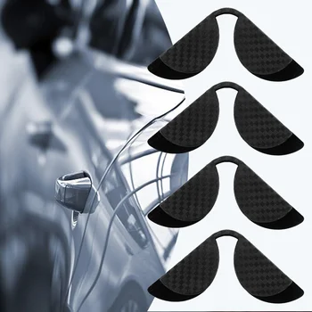 2 adet Araba Kapı Köşe kenar koruyucu Kapak Anti-Scratch Kazasında Şerit Karbon Fiber Siyah Görüntü