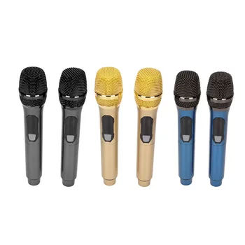 2 adet Kablosuz Mikrofon 1 2 Hareketli Bobin Mikrofon El Karaoke Mikrofon İçin LED Ekran İle Açık Ev Konferans Görüntü