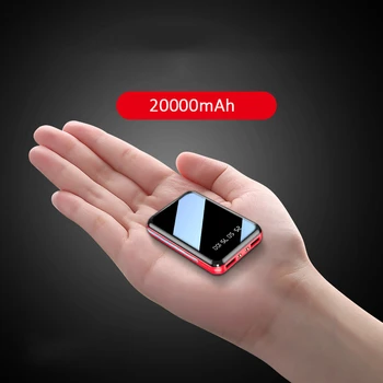 20000 mAh Mini Güç Bankası Ayna Ekran LED dijital ekran harici Pil Paketi kamp Taşınabilir Powerbank ücretsiz kargo Görüntü