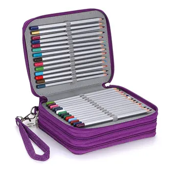 2020 Yeni Yüksek Kapasiteli 72 Renk Depolama kalem çantası Kalem Perde Sanat renkli kurşun kalem Perde Öğrenci Kırtasiye Kutusu Çantası Görüntü