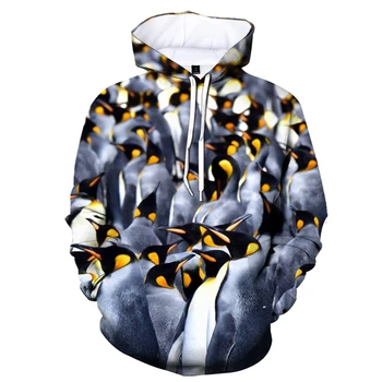 2022 Sıcak Satış Penguen 3D Hoodie Yeni Moda Kişilik Hayvan Unisex Trend Rahat Eğlenceli Baskılı Kazak Tişörtü Görüntü