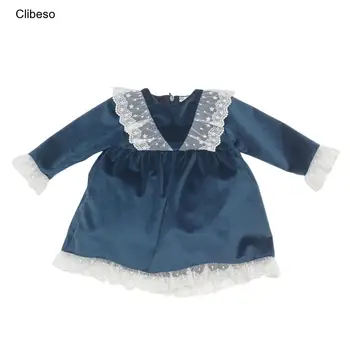 2023 Clibeso Lüks Sonbahar Elbise Kızlar Çocuklar için Dantel Kadife Uzun Kollu Elbiseler Çocuk Doğum Günü parti giysileri Bebekler Kıyafetler Görüntü