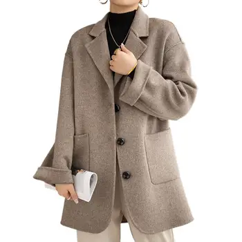 2023 Kadın Kış Giyim Çift taraflı kadın kaşmir ceket kısa küçük takım elbise küçük yün ceket 1026 Görüntü