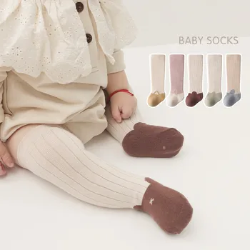 2023 Yeni Bebek Diz Yüksek Çorap Moda Sadelik Karikatür Buzağı Çorap Yürümeye Başlayan Çocuk Kız Sevimli Sonbahar Kış Pamuk Ev Bebek Çorap Görüntü