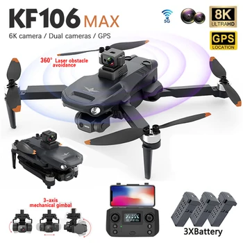 2023 Yeni KF106 Max Drone 5G WİFİ HD Çift Kamera 3 Eksen Gimbal fırçasız motor Engellerden Kaçınma Drone Görüntü