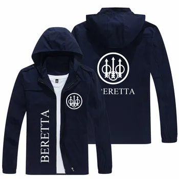 2023 ilkbahar ve sonbahar erkek Beretta logo Kapşonlu Ceket popüler baskı rahat moda gevşek binici ceketi erkek sokak Beyzbol Görüntü