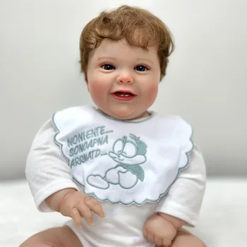 22 İnç 55CM Yeniden Doğmuş Bebek Gerçekçi Büyük Yürümeye Başlayan Bebek Bitmiş Yeniden Doğmuş Bebek Bebek Tutti El Yapımı Bebek Oyuncak noel hediyesi Kızlar İçin Görüntü
