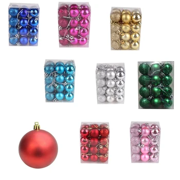 24 ADET Yılbaşı Topu Mix 3cm Parlak Mat Sprinkles Baubles Noel Topları Noel ağaç dekor Kolye Topu Ev Partisi Süsleme Görüntü