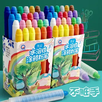 24 Renk Suda Çözünür Tebeşir Tozsuz Çocuk Ev Renkli kalemlik Öğretmen İle Beyaz Kolay Temiz Yazı Tahtası Görüntü