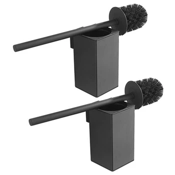 2X Paslanmaz çelik tuvalet Fırçası Siyah Banyo Temizleme Fırçası Tutucu Tuvalet Fırçası Duvara Monte Promosyon Görüntü