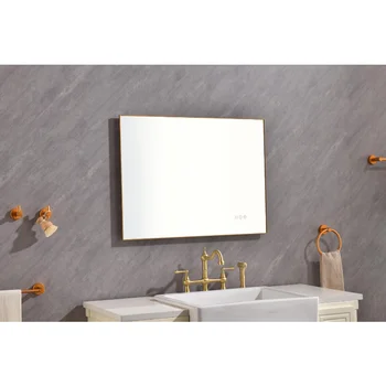 32x24 İnç LED Ayna Banyo makyaj masası aynası arka ışık ile \ Duvara Monte Anti-sis Bellek Büyük ayarlanabilir Makyaj Görüntü