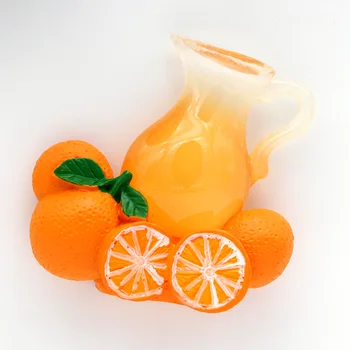 3d Meyve Turuncu Sevimli Koleksiyonu buzdolabı mıknatısı Cam Taklit Portakal meyve suyu şişesi Manyetik Buzdolabı Sopa Mutfak Dekorasyon Görüntü