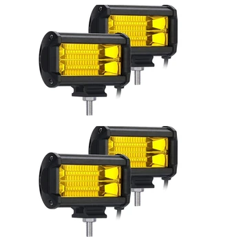 4X5 İnç 72W LED çalışma lambaları Su Geçirmez Off Road Pod Sis Farları Sarı Lambalar Kamyonlar İçin ATV UTV Polaris Tekne golf arabası Görüntü