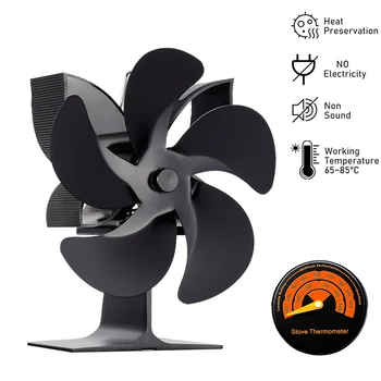 5 Bıçaklı İsı Powered Soba Fan Pil veya Elektrik Gerekmez Şömine Fanı Günlük Ahşap Brülör Eko Sessiz Fan ısı Dağılımı Görüntü