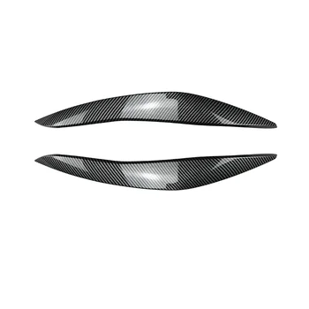 5 Serisi F10 F11 Erken 2011-2014 Karbon Fiber Ön Far Kapağı Garnitür Şerit Kaş Kapağı Trim Sticker Görüntü