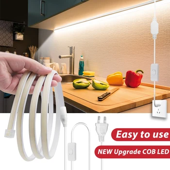 50 M 100 M yüksek parlak COB LED şerit ışık 220 V 288 leds / m RA90 esnek açık su geçirmez LED bant FOB led ışık yatak Odası Mutfak Görüntü