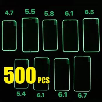 500 adet Aydınlık Temperli Cam Kapak Ekran Koruyucu Floresan Film iPhone 14 Pro Max 13 Mini 12 11 XS XR X 8 7 6 Artı SE Görüntü