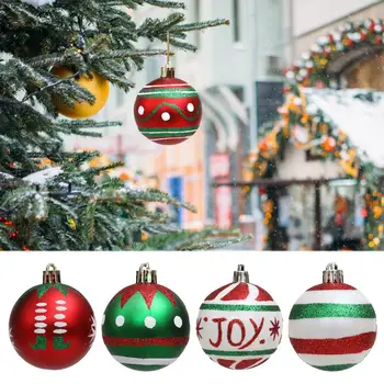 6 Adet Şerit Sahne Düzeni Noel Dekorasyon Anti-çatlak Noel Ağacı Dekorasyon Topları Noel Topları Parti Favor Görüntü