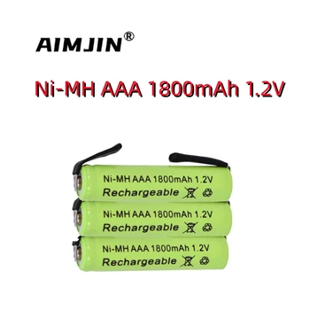 AAA 1800 mAh 1.2 V Ni-Mh Lehim Sekmeler ile şarj edilebilir pil hücresi, Elektrikli Tıraş Makinesi için, Jilet, Diş Fırçası Görüntü