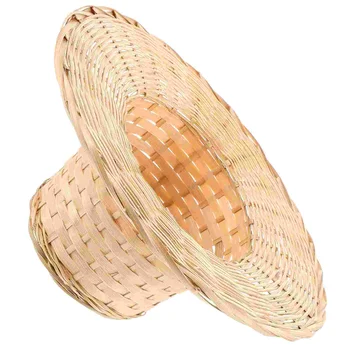 Abajur şapkası restoran silindir şapka dokuma avize asılı bambu dokuma ışık değiştirme dekor Görüntü