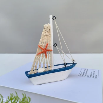 Akdeniz Tarzı Ev Dekor Yaratıcı Yelkenli Minyatür Basit İç Masaüstü Süs Heykel ve Figürler El Sanatları Hediyeler Görüntü