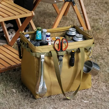 Açık Kamp Yemek Çantası Büyük Depolama Lambası Sofra Çantası Kamp Aracı Piknik Kamp Seyahat Çantası Kamp Kamp saklama çantası Görüntü