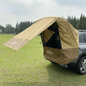 Açık Kendi Kendine sürüş Turu Barbekü kamp araba çadırı Seyahat Çadırı Güneşlik Yağmur Geçirmez Gövde Uzatma Çadır Taşınabilir Araba Barınak Gölge Görüntü