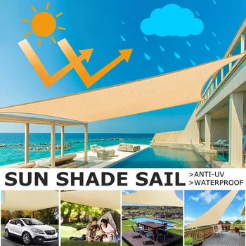 Açık Su Geçirmez Güneş Barınak Havuzu Güneş Koruma Gölge Yelken 98 % UV Dayanıklı Tente Veranda Araba Carport Arka Bahçe Görüntü