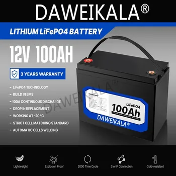 Batterie au lithium fer Phxing ate veFePO4, BMS intégré, système d'alimentation solaire, moteur de pêche à la traîne, 12V, 100Ah Görüntü