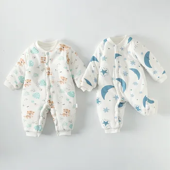 Bebek Giysileri İnce Sandviç Pamuk Onesies Yenidoğan pamuklu giysiler Tırmanma Giysileri Kalın Bebek Pamuklu giysiler Kış Giysileri Görüntü
