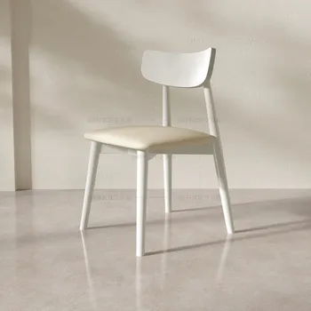 Beyaz yemek sandalyeleri İskandinav Ahşap Sırt Dayanağı Açık Balkon Yaratıcı okuma sandalyesi Rahat Muebles De Salon salon mobilyası Görüntü
