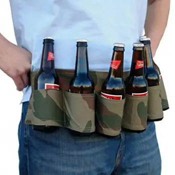 Bira Kemer Katlanabilir Çok bölmeli Fermuarlı Cebi ile Taşınabilir Bira Kemer içme şişesi saklama çantası Kamp Aksesuarları Görüntü