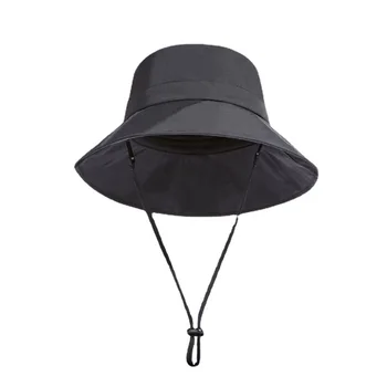 Büyük balıkçı şapka, UV ışınlarına dayanıklı büyük kenarlı güneş şapkası, erkek trendi, basit güneş şapkası, sonbahar ve kış büyük baş şapka Görüntü