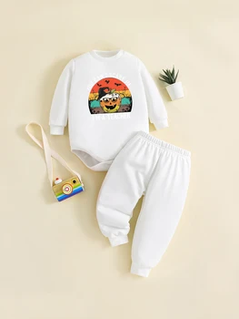 Cadılar bayramı Bebek Bebek Erkek Yenidoğan Sonbahar Moda Baskı İlginç kabak Üst Kollu+Pantolon bebek kıyafetleri Kıyafet 0-36M Görüntü