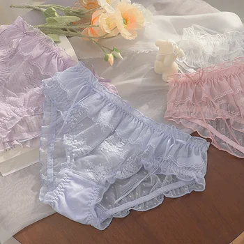 Dantel seksi iç çamaşırı büyük boy bayanlar 200 £ giyebilir pamuk dosya bel paketi kalça üçgen külot Görüntü