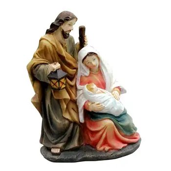 Doğuş Heykeli Sahne Seti Bebek İsa Yemlik Noel Beşik Figürler Minyatürleri Süs Kilise Hediye Ev Dekorasyon Görüntü