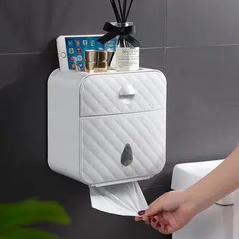 Duvara Monte tuvalet kağıdı tutucu Su Geçirmez kağıt havlu tutacağı rulo kağıt kılıfı Kağıt Peçete saklama kutusu Banyo Aksesuarları Görüntü