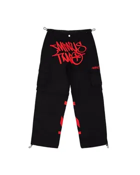 Eksi İki Kargo Y2k Siyah Pantolon Tulum Erkekler Kadınlar 2023 Bahar Yeni Moda Harajuku Hip Hop Kaya Geniş Bacak Gevşek pantolon Streetwear Görüntü