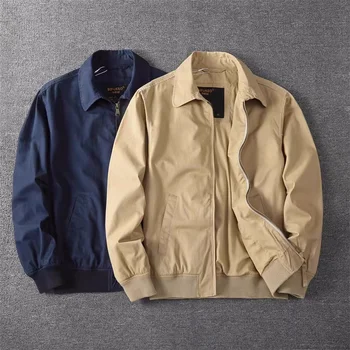 Erkek Sonbahar Rahat Tüm Maç Ceketler, Kalın Kış Pamuk Açık Ceket, düz Renk Turn-Aşağı Yaka Gevşek Kargo Ceketleri Görüntü