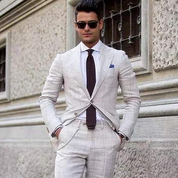 Erkek Takım Elbise Düğün Smokin Slim Fit 2 Parça SuitBusiness Rahat Parti Balo Blazer Çentikli Yaka Ceket + Pantolon Kostüm Homme Görüntü